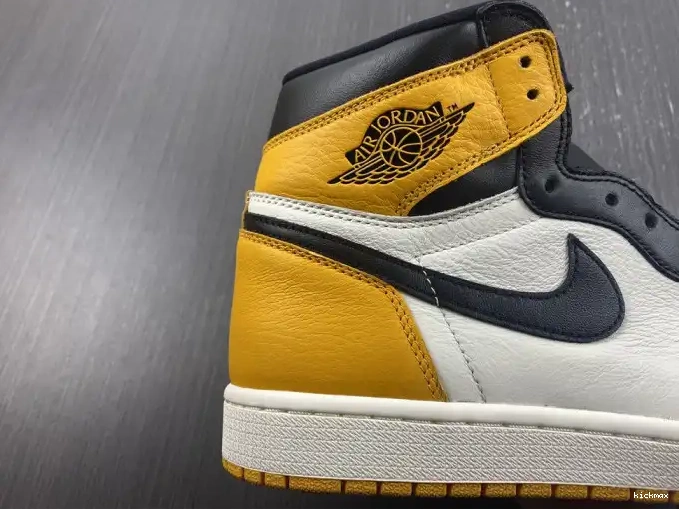Rep MAX Yellow OG Jordan 1 555088-711 Toe High Air 0615
